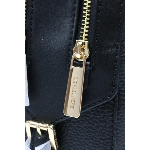 Michael Kors Jaycee Medium Zip Pocket Backpack Leather Black Gold $498
